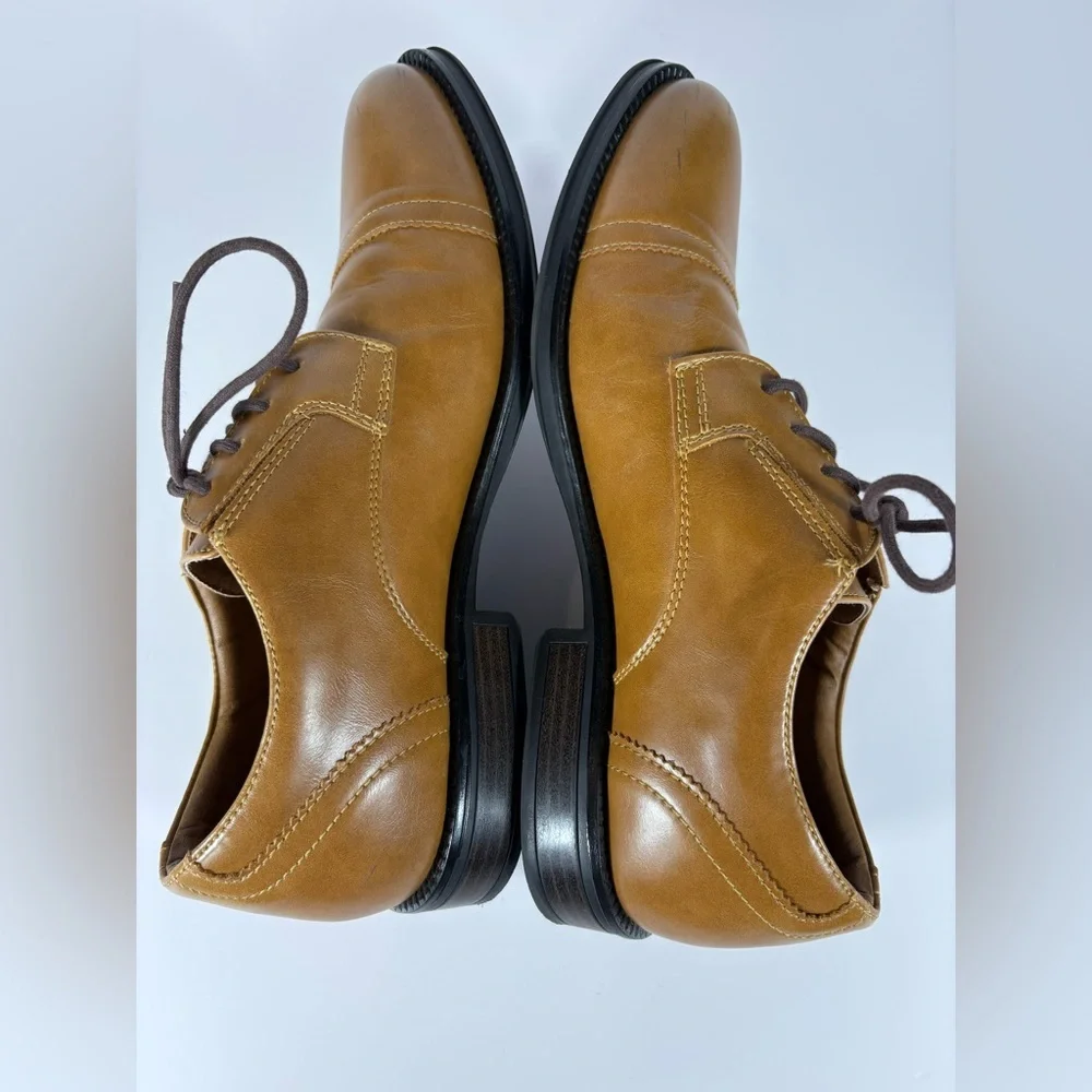 George Men’s Branford Casual Dress Oxfords in Brown Faux Leather-Cap Toe Design